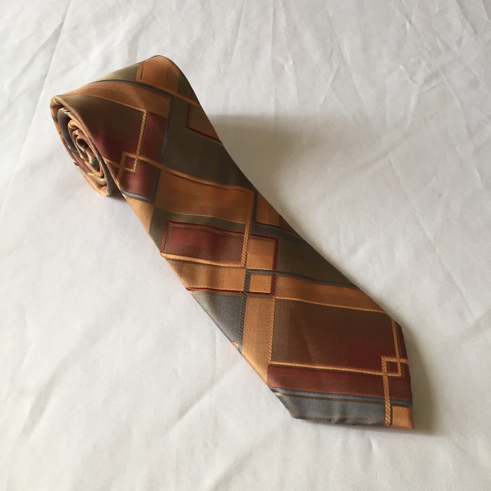 NWOT! John Ashford Orange Gray Tie
